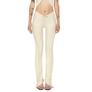 sami miro vintage ivory/beige mesh asymmetrical pants size XS